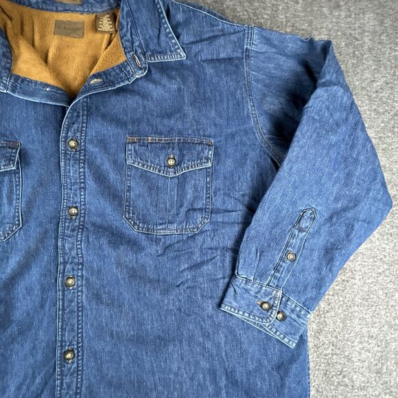 St John's Bay Denim Fleece Lined Shirt Mens Sz 3XL Outdoor Work Shacket Vintage - Picture 3 of 7